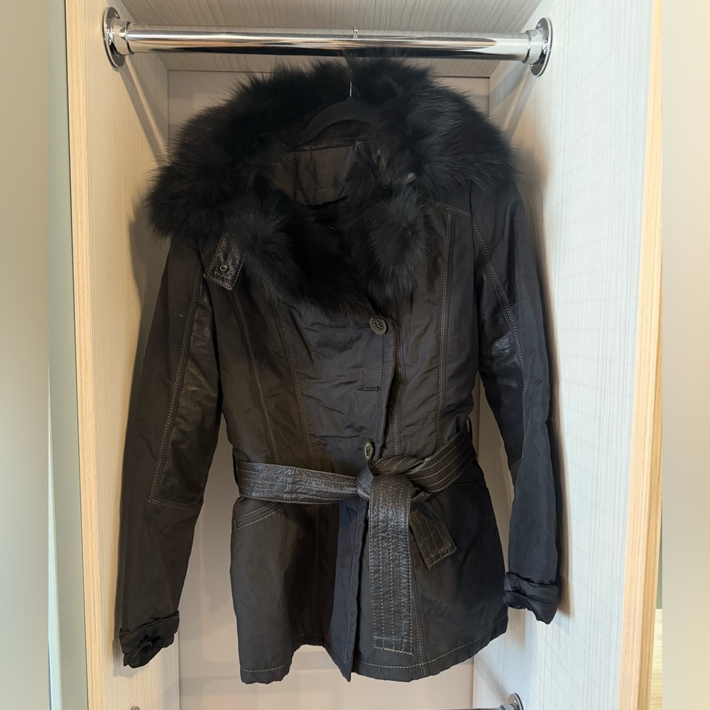Danier Black Fur-Trimmed Jacket